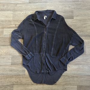 Free People Charcoal Gray Muslin Gauze Long sleeve Top Size Small